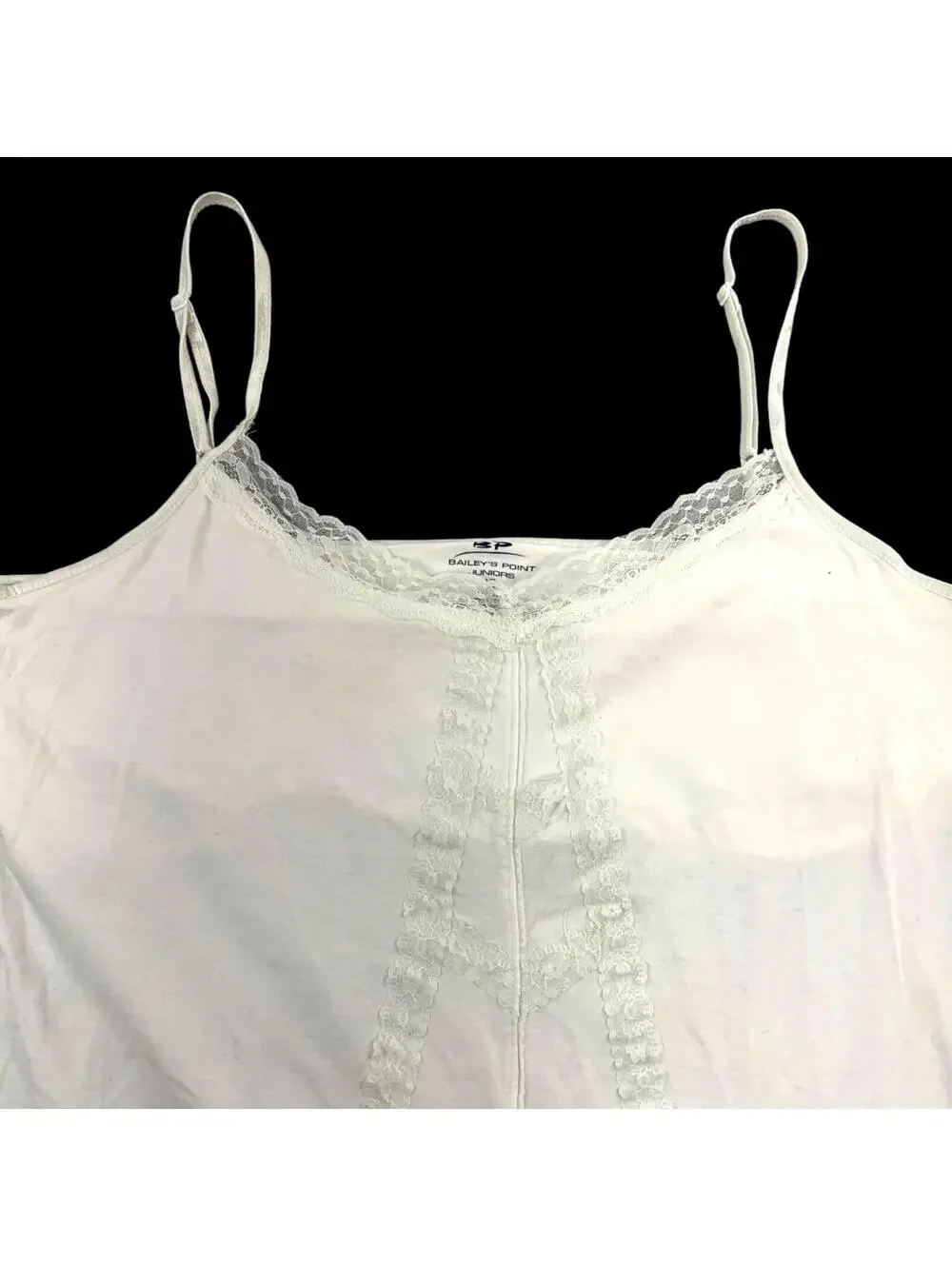 Bailey's Point White Lace Trim Ruffle Hem Camisole